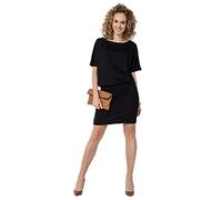 FUTURO FASHION® - Damen Minikleid - Kurze Ärmel & U-Ausschnitt - Tunika-Stil - auch in Übergrößen - Größe 36-46 - FM17 - Schwarz - 36/38 (M)