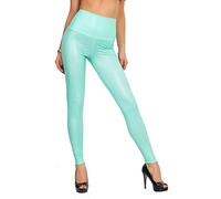 FUTURO FASHION - Lange Leggings mit hohem Bund - sexy Lederimitat - matt - Mintgrün - 38