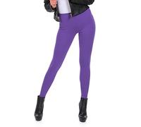 FUTURO FASHION - Lange Winterleggings - sehr warm & dick - Baumwolle - mit Fleece innen - P28 - Lila - 36 (S)