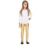 FUTURO FASHION LTXK Mädchen glänzende Leggings in voller Länge Wetlook bunte Latexhose, gold, 158