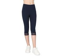 FUTURO FASHION Mädchen Capri Leggings aus Baumwolle mit Spitze Weich & Dehnbar Sommerhose für Kinder Hautfreundlich & Bequem Marineblau 128