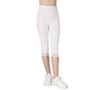 FUTURO FASHION Mädchen Capri Leggings aus Baumwolle mit Spitze Weich & Dehnbar Sommerhose für Kinder Hautfreundlich & Bequem Weiß 146