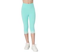 FUTURO FASHION Mädchen Capri Leggings aus Baumwolle mit Spitze Weich & Dehnbar Sommerhose für Kinder Hautfreundlich & Bequem Minze 128