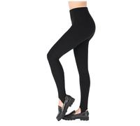 FUTURO FASHION Winter Stil voller Länge sehr warme dicke schwere Baumwolle Steigbügel Leggings (Fleece-Innenseite) LSYX Schwarz 38 EU