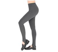 FUTURO FASHION Winter Stil voller Länge sehr warme dicke schwere Baumwolle Steigbügel Leggings (Fleece-Innenseite) LSYX Graphit 36 EU