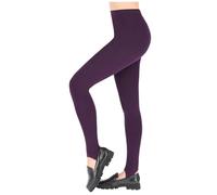 FUTURO FASHION Winter Stil voller Länge sehr warme dicke schwere Baumwolle Steigbügel Leggings (Fleece-Innenseite) LSYX Pflaume 38 EU