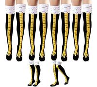Fvcisshhu 4 Paar Hühnerbeinsocken, 65,6 cm, lustige verrückte Frauensocken, Hühnerfüße, kniehohe Geschenksocken, 4 Paar, Mehrfarbig, Einheitsgröße
