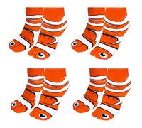 Fvcisshhu Lustige Socken, Hühnerbeine, Fisch, Weihnachtssocken, rot und weiß gestreift, für Urlaub, weißer Elefant, 4 Paar, Knöchel-Clownfisch, 39 EU