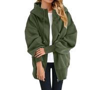 FWbfde Damen Kapuzenpullover Hoodie Sweatjacke 2024 Kapuzenjacke Winter Fleecejacke Sweatshirt Strickjacke Kapuzenpullover Mit Kapuze Reißverschluss Mantel Sweatjacke(Grün,XXL)(Grün,XXL)