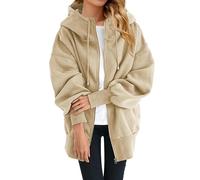FWbfde Damen Kapuzenpullover Hoodie Sweatjacke 2024 Kapuzenjacke Winter Fleecejacke Sweatshirt Strickjacke Kapuzenpullover Mit Kapuze Reißverschluss Mantel Sweatjacke(Beige,XXL)(Beige,XXL)