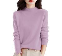 FWbfde Damen Pullover Baumwolle Rundhals Nahtlosem Strickpullover Elegant Frühling Winter Warm Winterpullover Langarm Pulli Oberteile Damenpullover Langarm Sweater Damen Sweatshirt(Rosa,M)