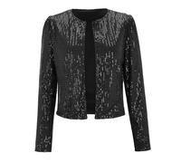 FWbfde Pailletten Oberteil Damen Cardigan Glitzer Jacke Damen Langarm Bomberjacke Party Club Pailletten Blazer Damen Elegant Tailliert Bolero Damen festlich Tops Kurz Oberteile Clubwear(A1-Schwarz,M)