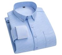 FWSHANGMAO Herren Winter Fleece Flanellhemden Langärmelig Einfarbiges Thermohemd Blaues Vogel-Fleece-Flanellhemd Jacke Dickes Warmes Mit Berber Gefüttertes Button-Down-Hemd Für Xs-XL M