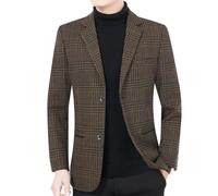 Sakko Herren Sportlich,2 Button Anzug Mantel Dunkelbraun Jacken Fischgrät Tweed Blazer Locker Fit Formelles Kleid Jacke Elegant Formelle Anzugjacke Passend Für Party-Date Smart Blazer,XL