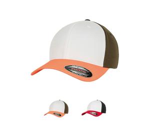 FX6277TT FLEXFIT Kappe dreifarbiger Style integriertes Gummiband Neon Orange S/M