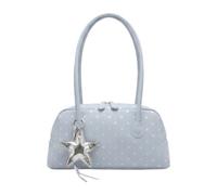 Fxzqgnh Damen Handtasche Tragetasche Freizeit Shopper Schultertasche mit Trendigem Muster Aus Robustem PU Und Polyester für Büro Reisen Einkaufsbummel, Blau