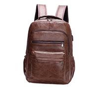 Fxzqgnh Laptop Rucksack Aus PU, Herren Reiserucksack, Wasserdichter Freizeitrucksack für Den Computer, Kaffee