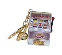 Fxzqgnh Mini Spielautomaten Schlüsselanhänger, Taschenanhänger, Lustiges Spiel, Drehbares Rad, Dekoratives Objekt, Geschenkfunktion, Geeignet für, Silber