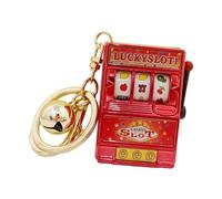 Fxzqgnh Mini Spielautomaten Schlüsselanhänger, Taschenanhänger, Lustiges Spiel, Drehbares Rad, Dekoratives Objekt, Geschenkfunktion, Geeignet für, Rot