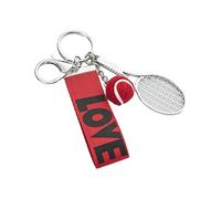 Fxzqgnh Schlüsselanhänger Tennis Racket Ball Kettenanhänger Liebe Lanyard Geschenk Metall Mini für Kinder Sportfreunde Taschen Schule