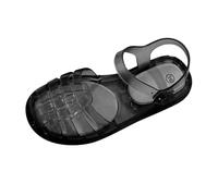 Fycakly Damen Sandalen mit Absatz Jelly Mesh Ballett Ballerinas für Damen Erwachsene, hohle Jelly-Sandalen, transparent, Strandballett, niedriger Absatz, bequeme Sommer-Schlupfschuhe (Black, 37)