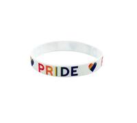 Fycakly Elastisches Armband Interessante und festliche Partyartikel Regenbogen-Paar-Silikonarmbänder (White, 20 2cm)