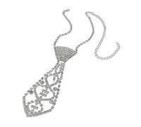 Fycakly Silber Damen Sexy Frauen Strass Kristall Bling Fliege Mode Krawatte Choker Halskette (B, One Size)