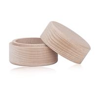 Fyearfly Ringbox aus Holz, Buche, rund, Retro-Stil, Schmuckschatulle für Ringe, Ohrringe, kleine Schmuckschatulle, Erinnerungsbox, beige