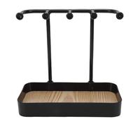 Fyearfly Schmuckständer mit Holz Tablett und Haken Schmuckorganizer Aufbewahrung für Ketten Armbänder Ohrringe Schlüssel Uhren Schmuckständer für Schmuckladen Schlafzimmer Kommode (Schwarz)