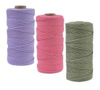 Fyfjur Makramee Garn 2mm, 3 Rollen Bunte Cotton Macrame Cord 2mm, Makramee Schnur, Baumwollschnur Paketschnur für Wandbehang, Traumfänger, DIY Basteln, Backen, Geschenke Verpacken (3 Farben, 300m)