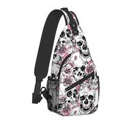 Fylybois Mehrzweck-Umhängetasche, Rucksack für Damen, Brusttasche, Tagesrucksack, Outdoor, Radfahren, Wandern, Reisen, totenkopf, mid, modisch