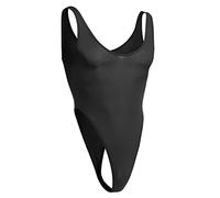 FYMNSI Herren Body Kompression Durchsichtig Stringbody Ärmellos Männerbody Unterhemd Unterwäsche Muskel Shirt High Cut Wrestling Tank Top Leotard Einteiler Dessous Nachtwäsche Overall Schwarz