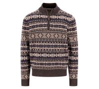 Fynch-Hatton Regular Fit Pullover aus reiner Wolle Modell 'Jacquard' in Schoko, Größe M