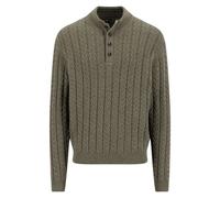 Troyer FYNCH-HATTON, Damen, Gr. XL, schwarz khaki, Strick, Obermaterial: 65% Baumwolle, 35% Wolle, unifarben, normal hüftbedeckend, Rundhals, Flachstrickbündchen, Pullover Troyer, Strickpullover mit Z