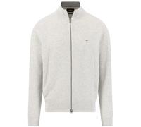 FYNCH-HATTON - Zip Stand-Up Cardigan, ribbed snow white - Gr. - L