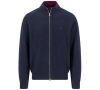 Fynch-Hatton Strickjacke 1608235 – Zip-Cardigan mit Stehkragen, Rippenstruktur, 100% Baumwolle – Blau M