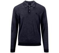 Polokragenpullover FYNCH-HATTON, Herren, Gr. S, navy, Strick, Obermaterial: 100% Wolle, bestickt, unifarben, regular fit hüftbedeckend, Rundhals, Flachstrickbündchen, Pullover, Langarm mit Knopfleiste