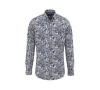 Fynch Hatton - Baumwollhemd mit floralem Muster blau - Gr. - 3XL