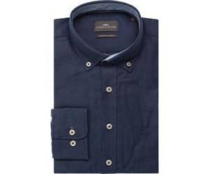 Fynch-Hatton Casual Fit Flanellhemd dunkelblau, Einfarbig