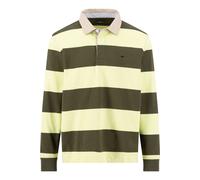 Fynch-Hatton Casual Fit Longsleeve Poloshirt Dark Khaki, Gestreift