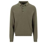 Fynch-Hatton Casual Fit Longsleeve Poloshirt Dark Khaki, Strukturiert