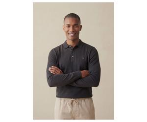 Fynch-Hatton Casual Fit Longsleeve Poloshirt dunkelgrau, Einfarbig