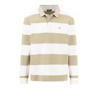 Fynch-Hatton Regular Fit Poloshirt mit Streifenmuster und Label-Stitching in Offwhite, Größe L