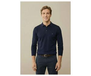 Fynch-Hatton Casual Fit Longsleeve Poloshirt marine, Einfarbig