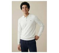 Fynch-Hatton Casual Fit Longsleeve Poloshirt weiss, Einfarbig