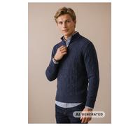 Fynch-Hatton Troyerpullover Casual Fit mit Zopfmuster dunkelblau XXL