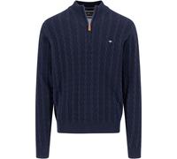 Fynch-Hatton Casual Fit Troyer dunkelblau, Zopfmuster