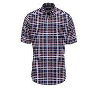 Fynch Hatton Combi Slub Checks Kurzarmhemd M Navy
