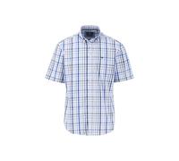 FYNCH-HATTON Fein Kariertes Halbarm-Hemd mit Logodetail Strong Blue / 3XL