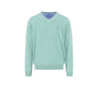 Strickpullover FYNCH-HATTON, Herren, Gr. XXXL, grün (fern), Strick, Obermaterial: 100% Baumwolle, unifarben, casual, regular fit taillenbedeckt, Rundhals, Langarm Rippbündchen, Pullover, mit Logo Stic